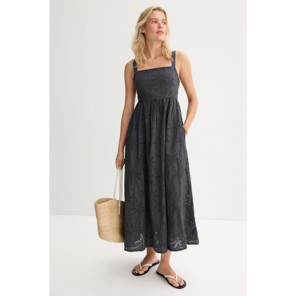 Marine Layer Black Eyelet Midi Dress
